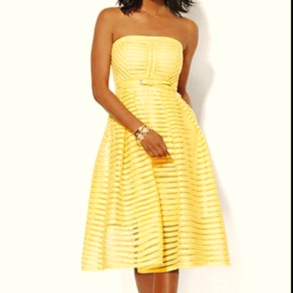 NY&C Stunning Burst of Sun Strapless Dress.  Straps included.  Brand New W/tags
